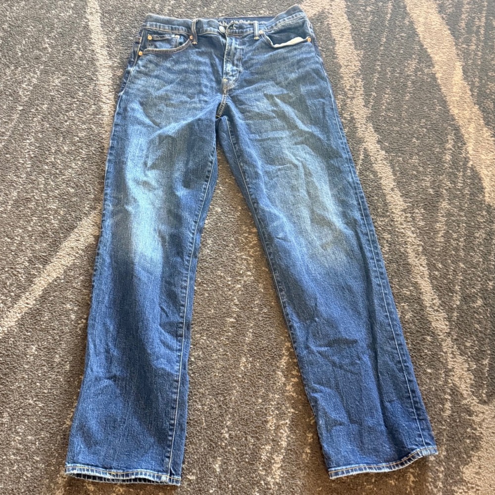 American Eagle AirFlex+ Mens Straight Leg Jeans Medium Wash Blue 32x34 Denim